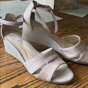 Wedge Sandals 6.5 Nude Italian Patent Leather